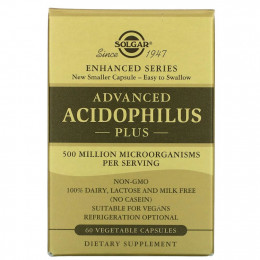 Solgar, Advanced Acidophilus Plus, 60 растительных капсул