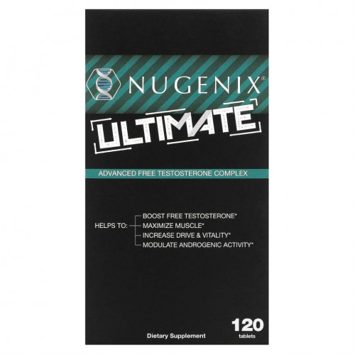 Nugenix, Ultimate, улучшенный комплекс свободного тестостерона, 120 таблеток