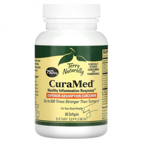 Terry Naturally, CuraMed, 750 мг, 60 гелевых капсул