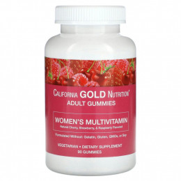 California Gold Nutrition, мультивитаминный комплекс для женщин, ягодный и фруктовый вкус, 90 жевательных конфет