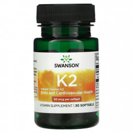 Swanson, Natural Vitamin K2, Bone and Cardiovascular, 50 mcg, 30 Softgels