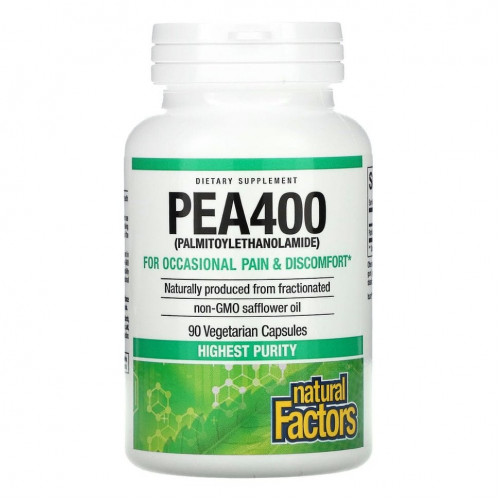 Natural Factors, PEA400, 90 вегетарианских капсул