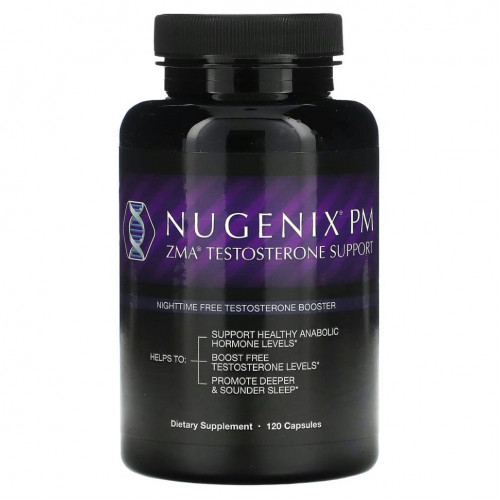 Nugenix, ZMA Testosterone Booster, Nightime Free Testosterone Booster, 120 Capsules