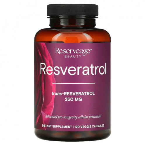 ReserveAge Nutrition, Ресвератрол с активным транс-ресвератролом, 250 мг, 120 растительных капсул