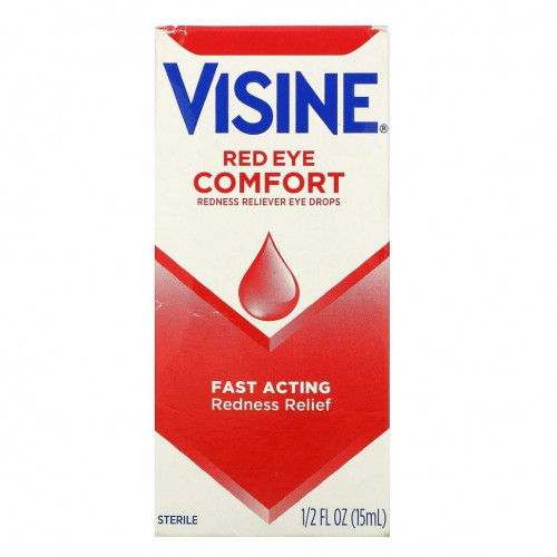 Visine, Red Eye Comfort, Глазные капли для снятия покраснения, 15 мл (1,5 жидк. унции)