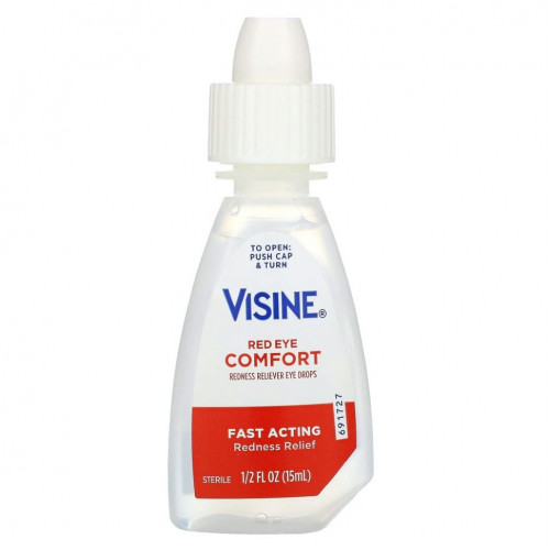 Visine, Red Eye Comfort, Глазные капли для снятия покраснения, 15 мл (1,5 жидк. унции)