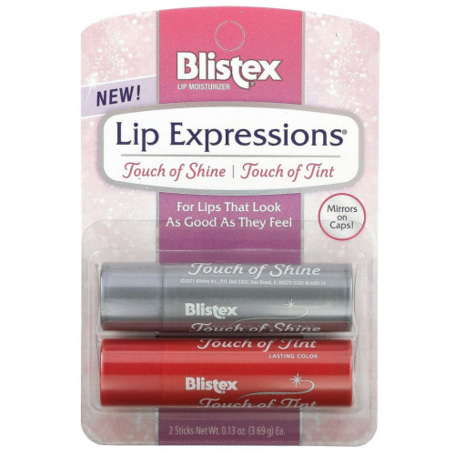 Blistex, Lip Expressions, Увлажняющий крем для губ, блеск / оттенок, 2 палочки, 0,13 унции (3,69 г) каждая