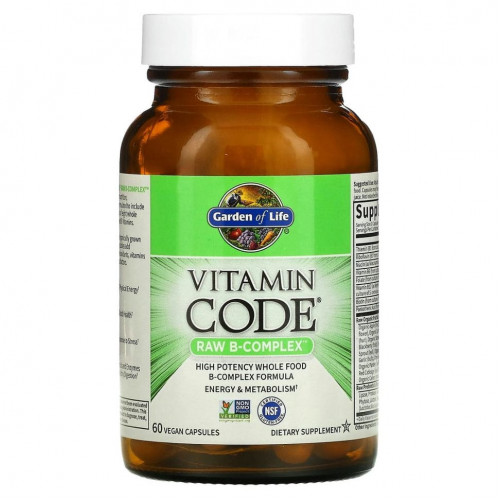 Garden of Life, Vitamin Code, Raw B-Complex, комплекс витаминов группы В, 60 веганских капсул