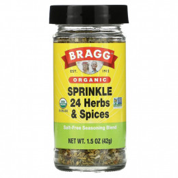 Bragg, Organic, посыпка 24 травами и специями, 42 г (1,5 унции)