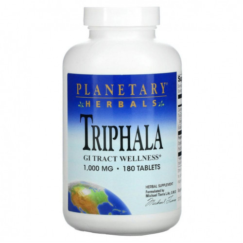 Planetary Herbals, Triphala, здоровье желудочно-кишечного тракта, 1000 мг, 180 таблеток