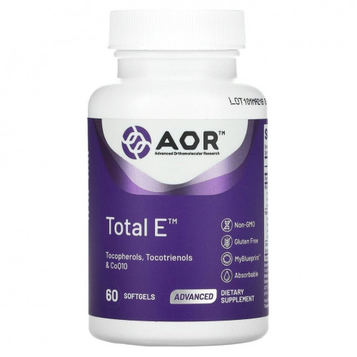 Advanced Orthomolecular Research AOR, Total E, комплекс витаминов группы Е, 60 мягких таблеток