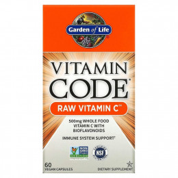 Garden of Life, Vitamin Code, Raw Vitamin C, 60 веганских капсул