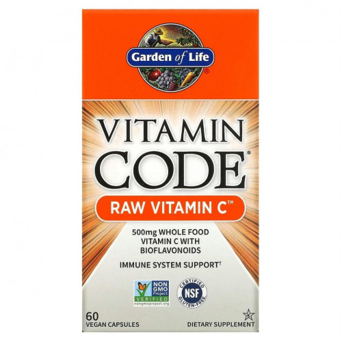 Garden of Life, Vitamin Code, Raw Vitamin C, 60 веганских капсул