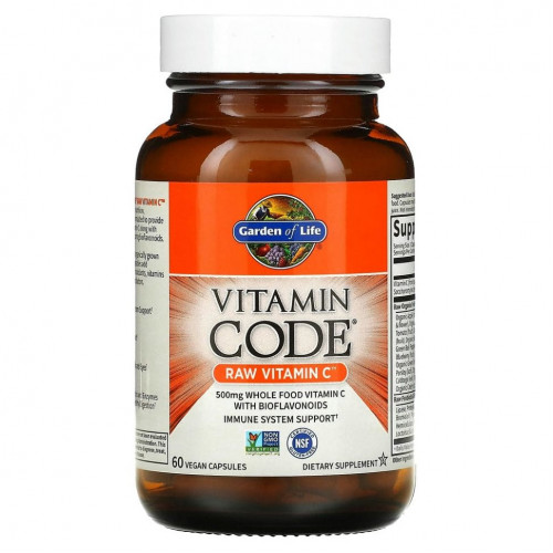 Garden of Life, Vitamin Code, Raw Vitamin C, 60 веганских капсул