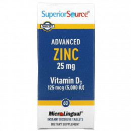 Superior Source, Advanced Zinc, витамин D3, 60 быстрорастворимых таблеток MicroLingual