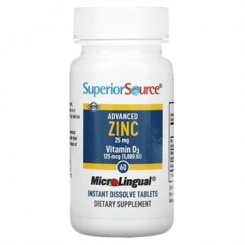 Superior Source, Advanced Zinc, витамин D3, 60 быстрорастворимых таблеток MicroLingual