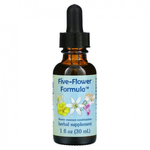 Flower Essence Services, Five-Flower Formula, смесь цветочных эссенций, 30 мл (1 жидк. унция)