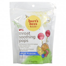 Burt's Bees, Дети, успокаивающие леденцы, от 3 лет, Fruit Fusion, 15 леденцов