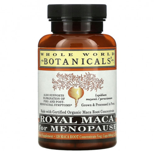 Whole World Botanicals, Royal Maca®, королевская мака для приема при менопаузе, 500 мг, 120 вегетарианских капсул