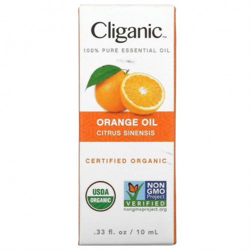 Cliganic, 100% чистое эфирное масло, апельсин, 10 мл (0,33 жидк. Унции)