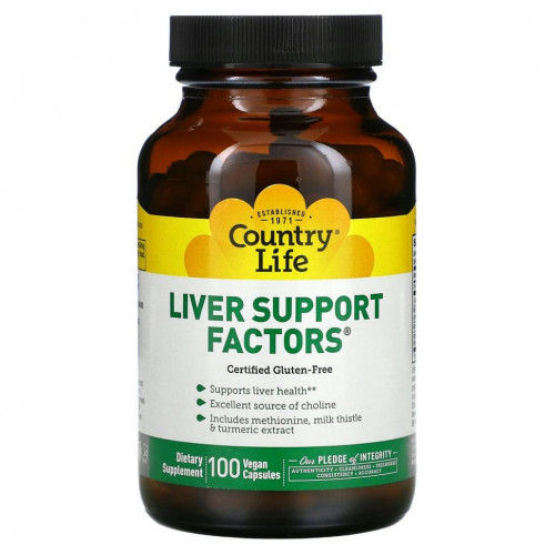 Country Life, Liver Support Factors, 100 веганских капсул