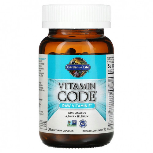 Garden of Life, Vitamin Code®, сырой витамин E, 60 растительных капсул