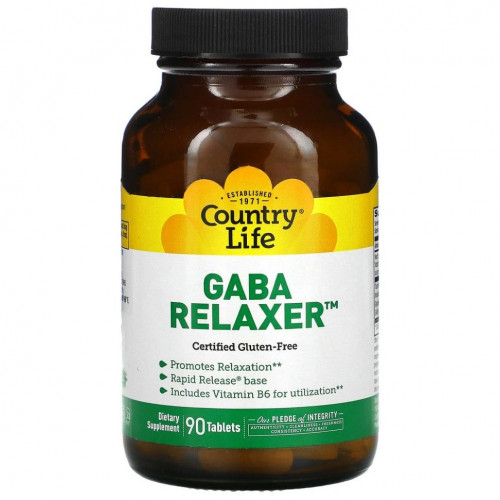 Country Life, GABA Relaxer, ГАМК, 90 таблеток