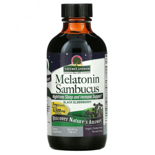 Nature's Answer, Melatonin Sambucus, ночной сон и поддержка иммунной системы, 120 мл (4 жидк. Унции)