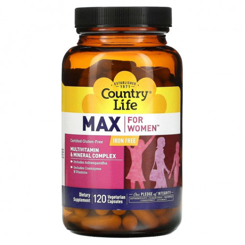 Country Life, Max for Women, Multivitamin & Mineral Complex, Iron Free, 120 Veggie Caps