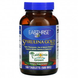 Earthrise, Spirulina Gold Plus, 500 мг, 180 таблеток