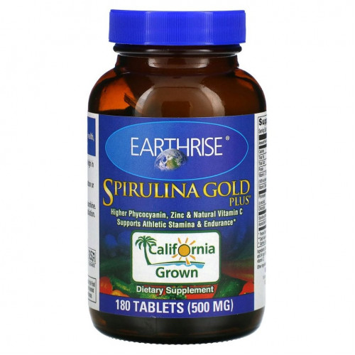 Earthrise, Spirulina Gold Plus, 500 мг, 180 таблеток