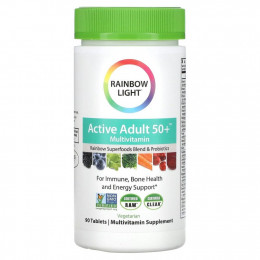 Rainbow Light, Active Adult 50+, мультивитамины для взрослых старше 50 лет, 90 таблеток