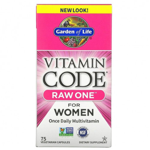 Garden of Life, Vitamin Code, RAW One, мультивитаминная добавка для женщин (для приема 1 раз в день), 75 вегетарианских капсул