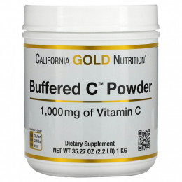 California Gold Nutrition, Buffered Gold C, некислый буферизованный витамин C в форме порошка, аскорбат натрия, 1000 мг, 1 кг (2,2 фунта)