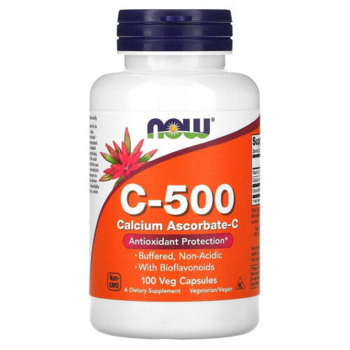 NOW Foods, C-500, аскорбат кальция-C, 100 капсул