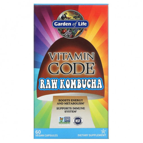 Garden of Life, Vitamin Code, необработанный чайный гриб, 60 веганских капсул