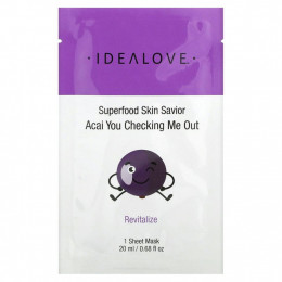 Idealove, Superfood Skin Savior, Acai You Checking Me Out, 1 тканевая маска, 20 мл (0,68 жидк. Унции)