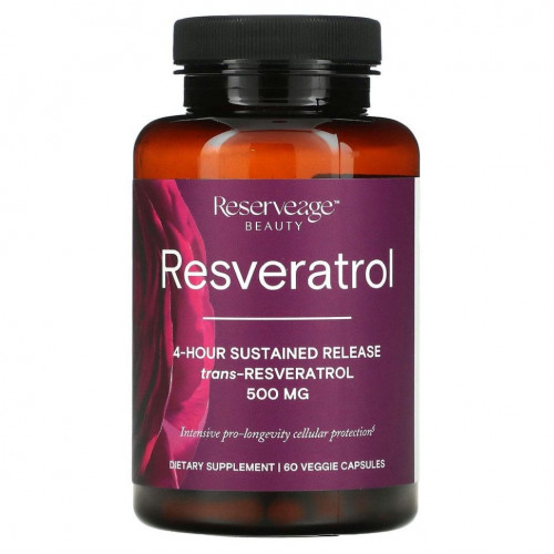 ReserveAge Nutrition, Ресвератрол, 500 мг, 60 растительных капсул