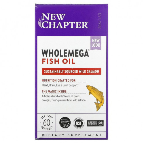 New Chapter, Рыбий жир Wholemega, 60 мягких таблеток