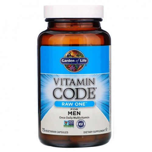 Garden of Life, Vitamin Code, RAW One, мультивитаминная добавка для мужчин (для приема 1 раз в день), 75 вегетарианских капсул