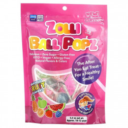 Zollipops, Zolli Ball Popz, фруктовые леденцы на палочке, ассорти, 10–12 леденцов, 147 г (5,2 унции)