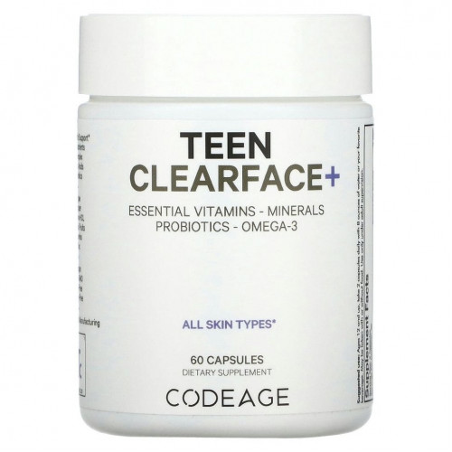 Codeage, Teen Clearface Vitamins, для всех типов кожи, 60 капсул