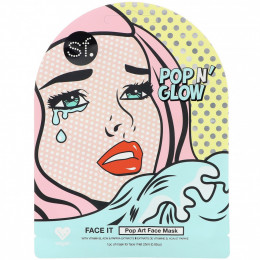 SFGlow, POP n' Glow, Face It, тканевая маска для лица с поп-артом, 1 шт., 25 мл (0,85 унции)