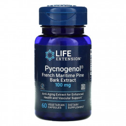 Life Extension, Pycnogenol, экстракт коры французской приморской сосны, 100 мг, 60 вегетарианских капсул