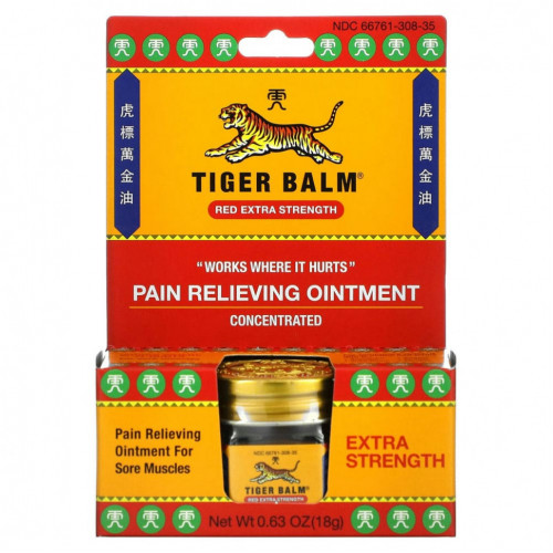 Tiger Balm, Обезболивающая мазь усиленного действия, 18 г (0,63 унции)