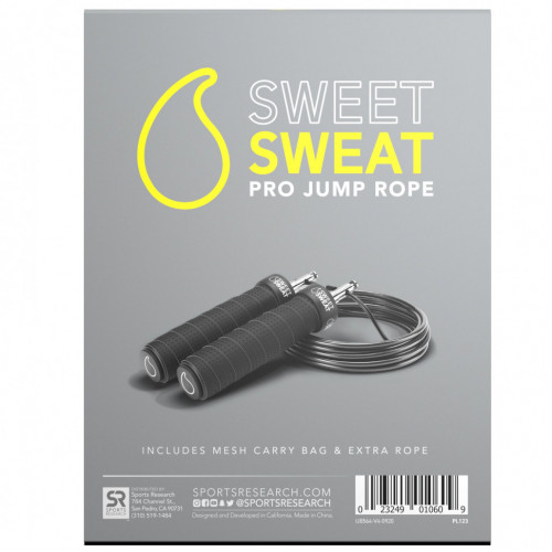 Sports Research, Sweet Sweat Pro, скакалка , черная, 1 штука