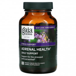 Gaia Herbs, Adrenal Health, ежедневная поддержка, 120 растительных капсул Phyto-Caps