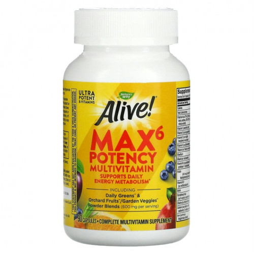 Nature's Way, Alive! Max6 Potency, мультивитамины, 90 капсул