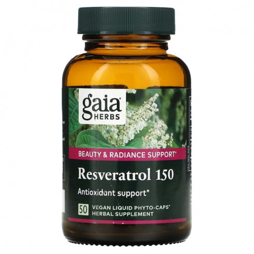 Gaia Herbs, Ресвератрол 150, 50 веганские фито-капсулы с жидкостью