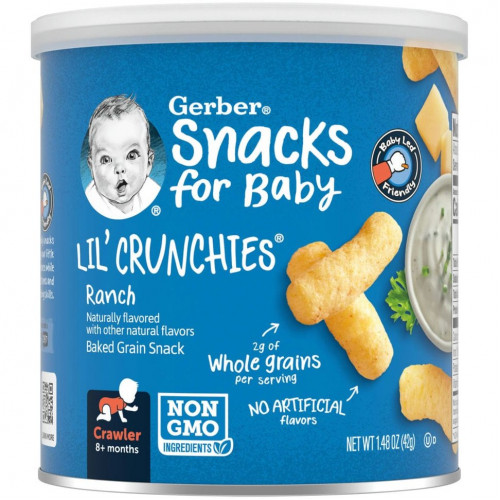 Gerber, Lil 'Crunchies, снек с запеченной кукурузой, от 8 месяцев, ранчо, 42 г (1,48 унции)